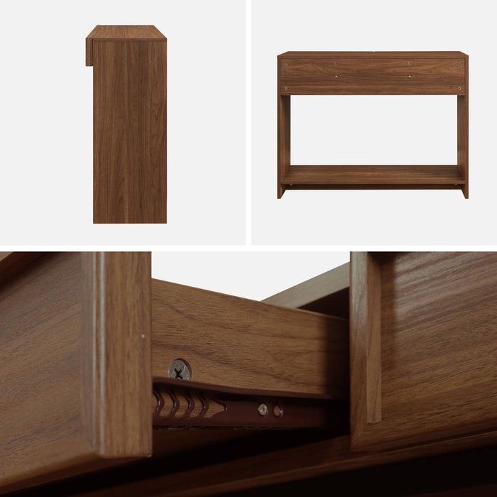 sweeek - Sidetable houteffect 2 lades en plank