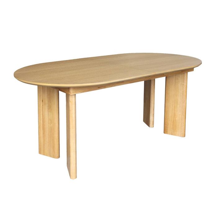 sweeek - Ovale uitschuifbare eettafel rubberhout en eikenfineer 6-8