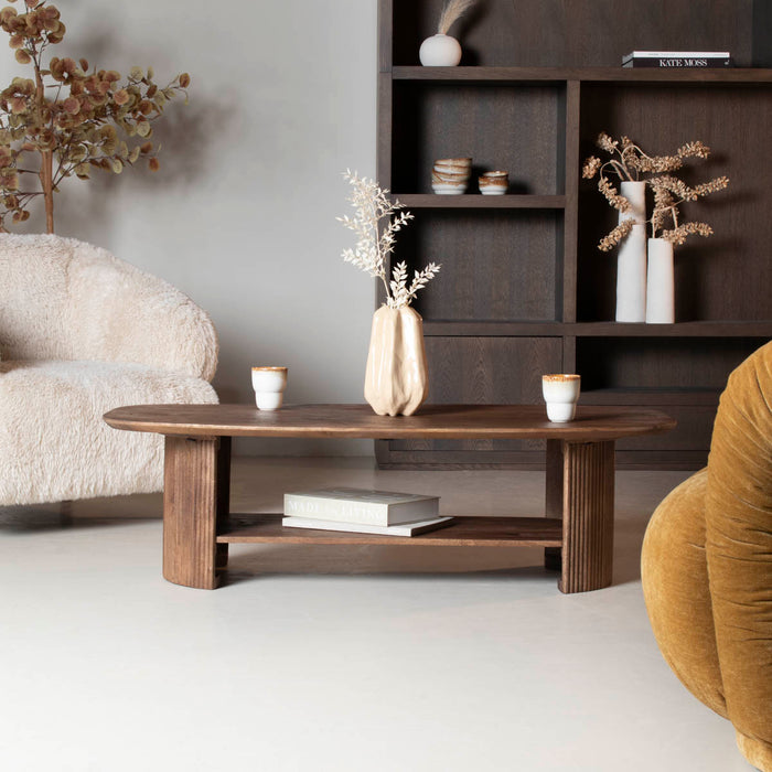 Giga Meubel - Salontafel Deens Ovaal - Bruin Hout - 1308cm - Lorna