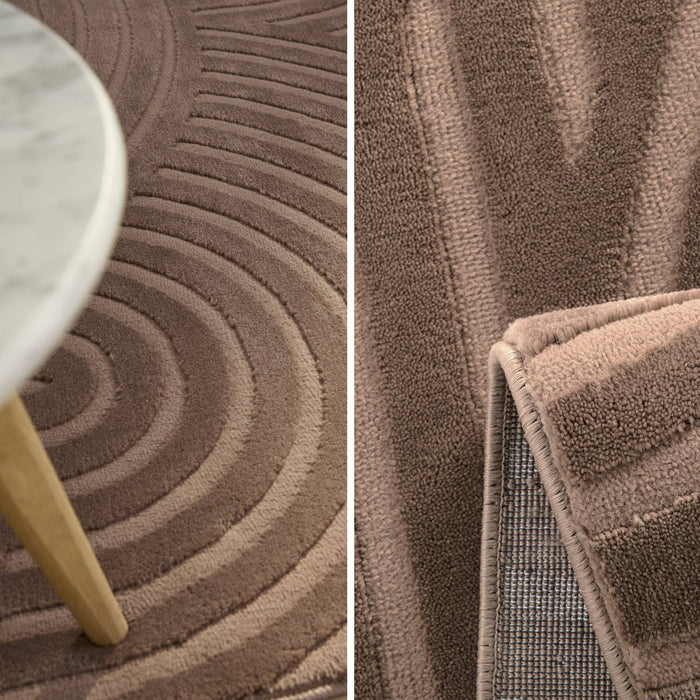 sweeek - Mokkakleurig tapijt met boogmotief voor binnen