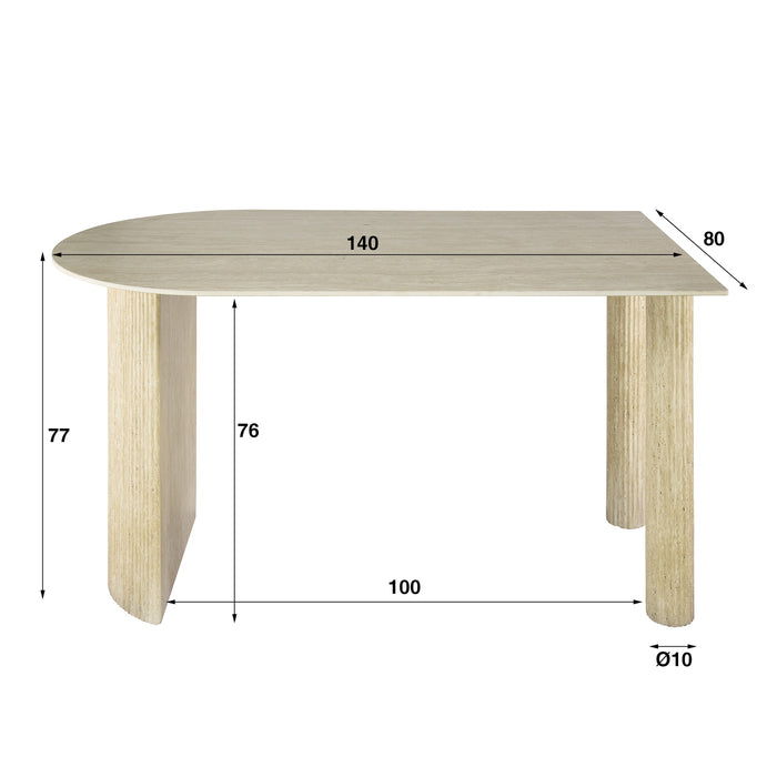 Giga Meubel - Eettafel Off White Travertin - 140x80x77cm - Romano