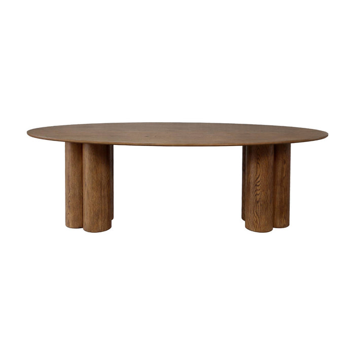 sweeek - Ovale eettafel van rubberhout en eikenfineer voor 8 personen