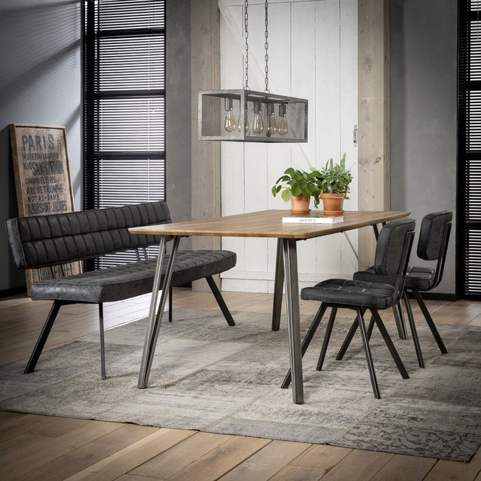 Giga Meubel - Eetkamerbank Zwart Kunstleer - 180cm - Kruisstiksel