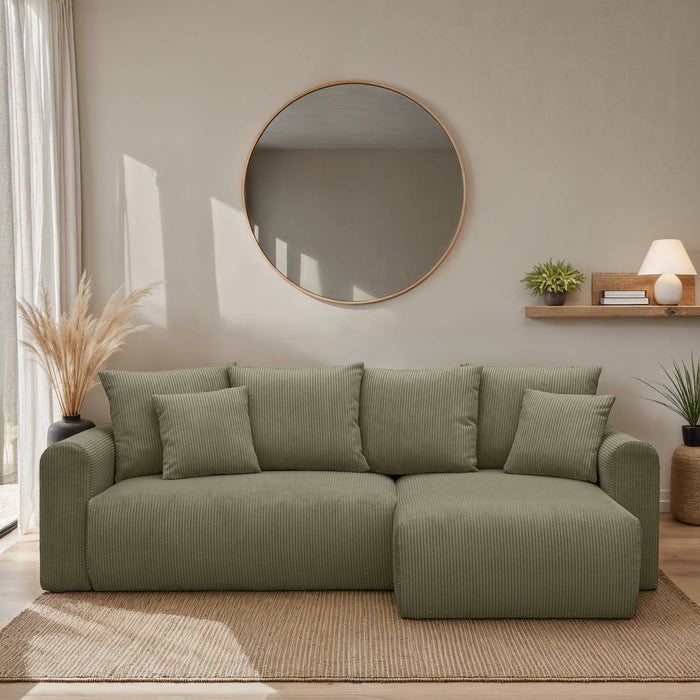 sweeek - 3-zits hoekslaapbank met omwisselbare hoek en opbergruimte in