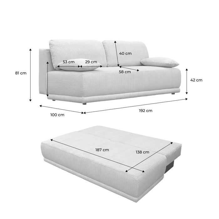sweeek - Uitklapbare bank 3 zitplaatsen corduroy