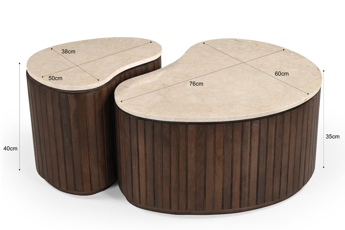 Brix - Salontafel Sorai Bottecino Set van 2 - 38x50x40cm