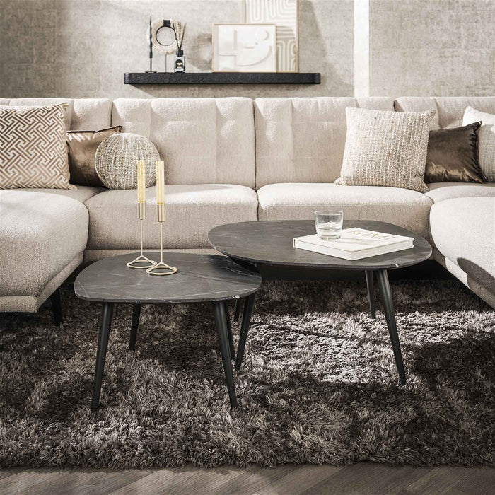 Giga Meubel - Salontafel Keramieklook - Set van 2 - Rock