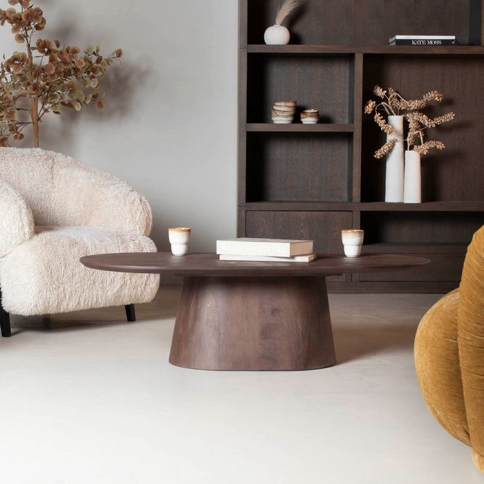 Giga Meubel - Salontafel Stijn Donkerbruin Deens Ovaal 130cm