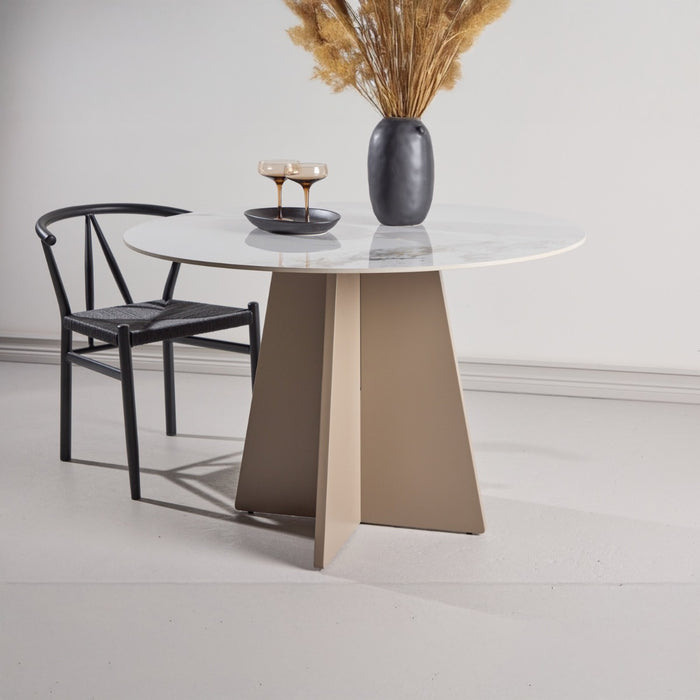 Fjôrd - Eettafel Rond - Beige Steen - 110x110x75cm - Bootcut