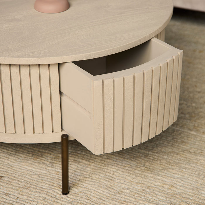 StarFurn - Salontafel Rond Zand Hout - 80x80x40cm - Madison