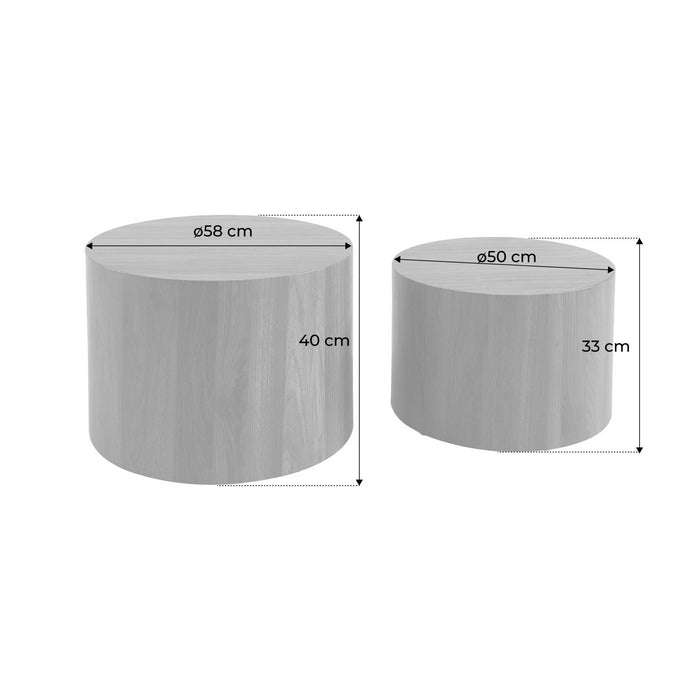 sweeek - Set van 2 ronde salontafels met houteffect