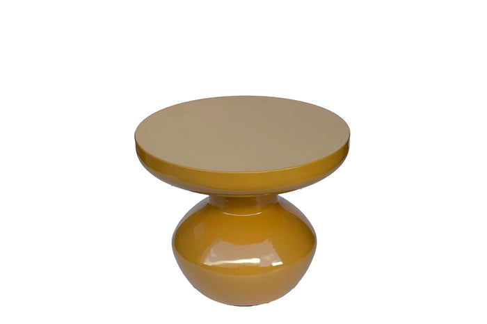 Livingfurn - Bijzettafel Rond - Geel Staal - 41x40,5x34cm - Brix