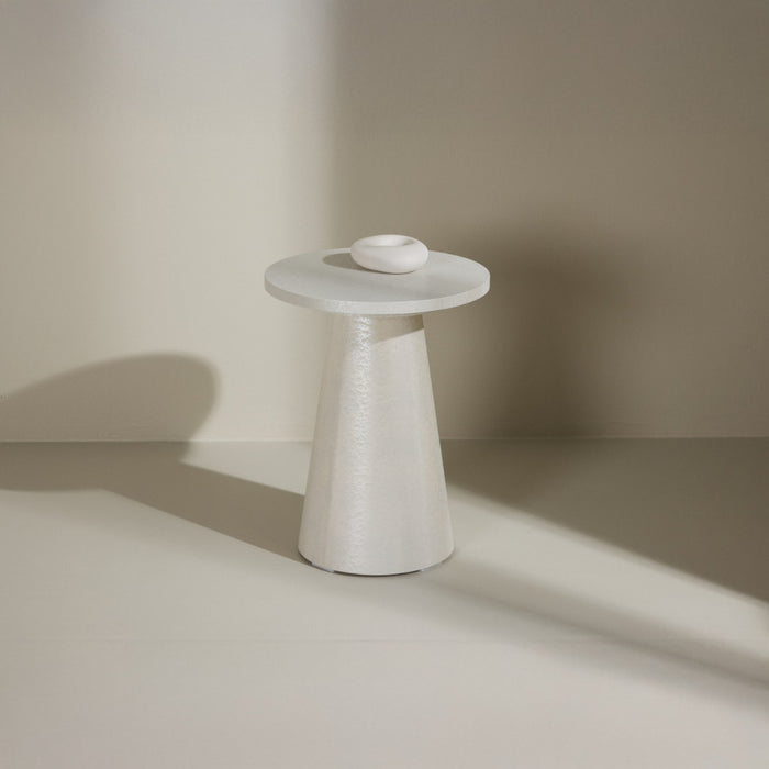 Fjôrd - Bijzettafel Rond - Wit Glossy MDF - 35x35x45cm - Lanzo