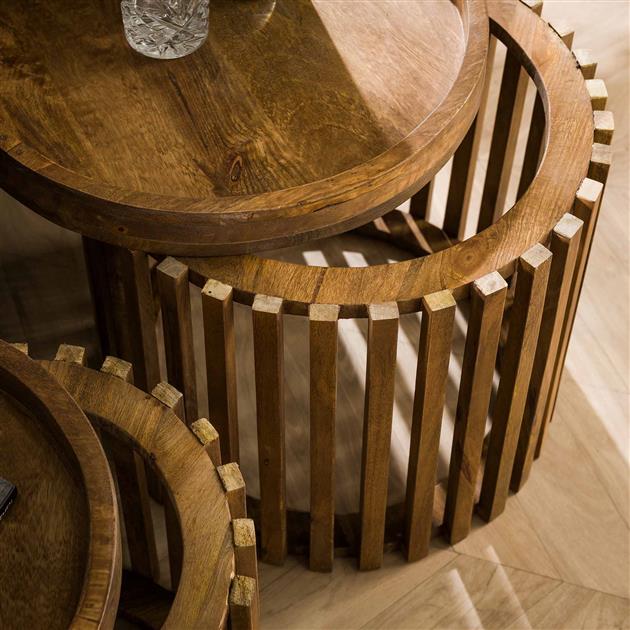 Giga Meubel - Bijzettafel Naturel Hout - Set van 2 - Tweak