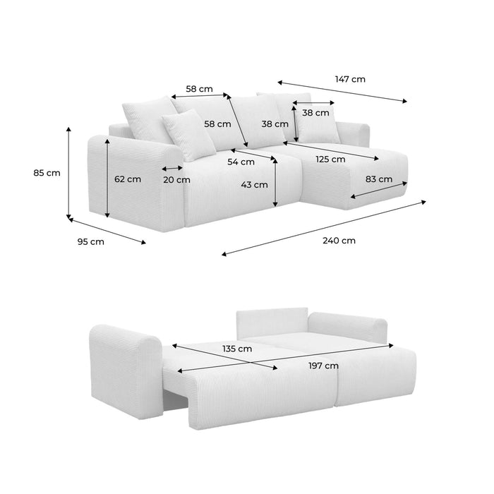 sweeek - 3-zits hoekslaapbank met omwisselbare hoek en opbergruimte in