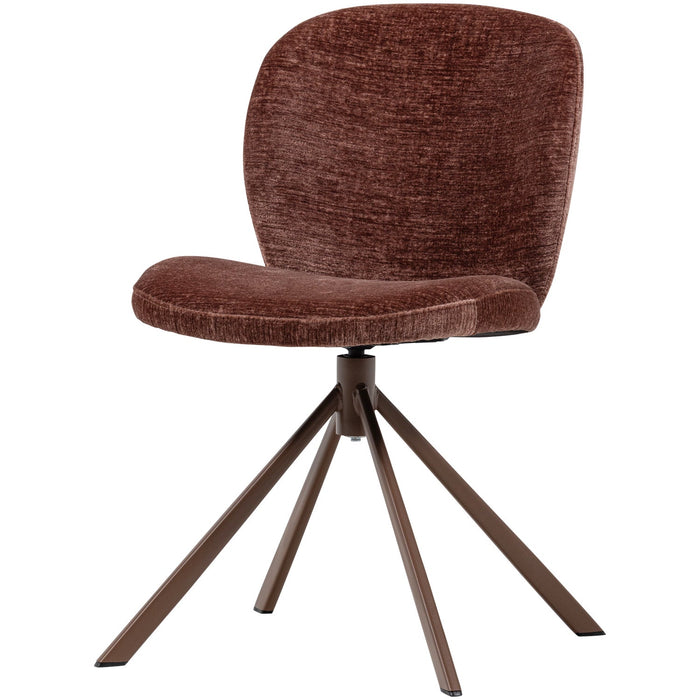 WOOOD Femke Eetkamerstoelen - Chenille - Bruin- Set van 2