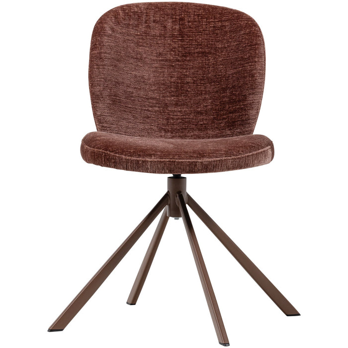 WOOOD Femke Eetkamerstoelen - Chenille - Bruin- Set van 2