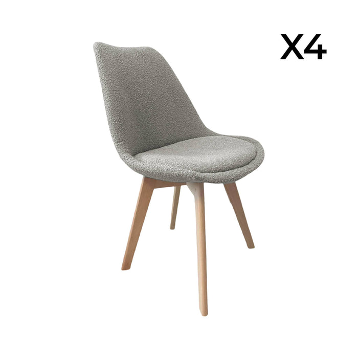 sweeek - Getextureerde bouclé Scandinavische stoelen met beukenhouten