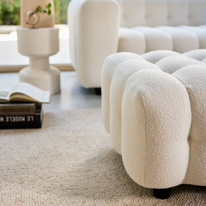 sweeek - Poef, bouclé voetenbankje voor 3-zits hoekbank Leon