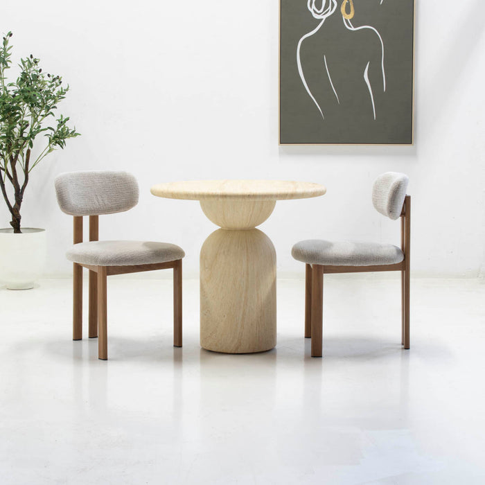 DÉJA Living - Eettafel Rond - Travertin Eco Composiet - 80cm - Djurö