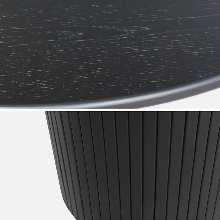 sweeek - Ronde eettafel van rubberhout en eikenfineer 4 plaatsen