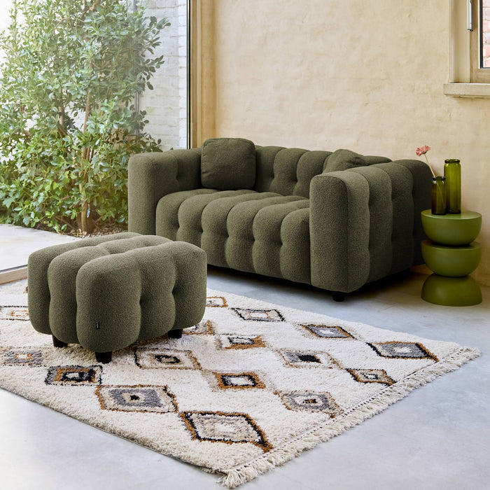 sweeek - Poef, bouclé voetenbankje voor 2-zitsbank Leon