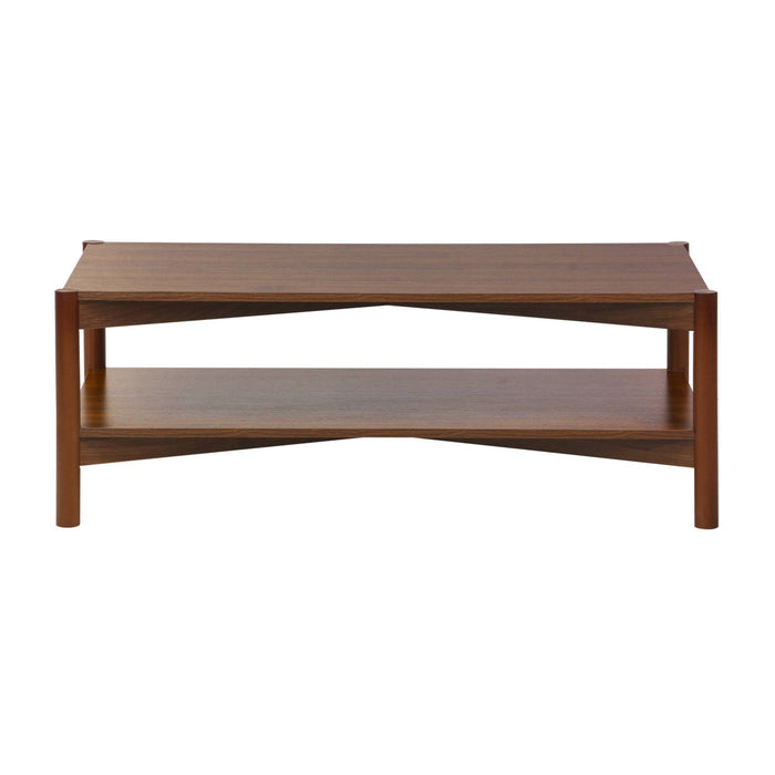 sweeek - Rechthoekige salontafel dubbel tafelblad houteffect