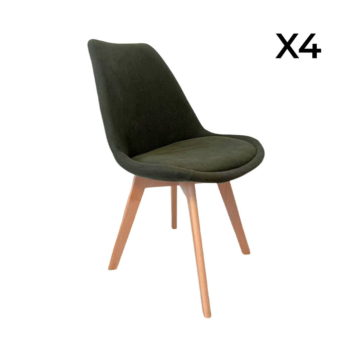 sweeek - Corduroy Scandinavische stoelen met beukenhouten poten (set