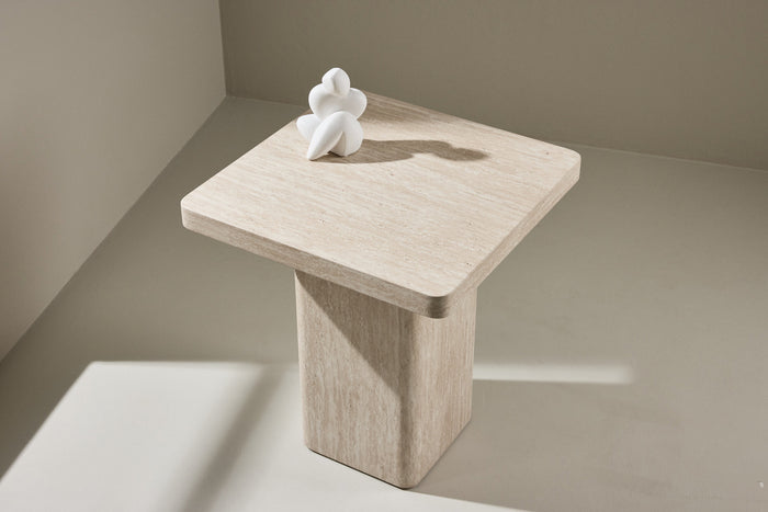 Fjôrd - Salontafel Vierkant - Beige MDF - 50x50x56cm - Qvart