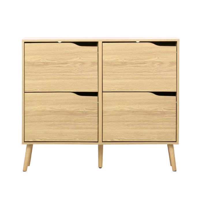 sweeek - Schoenenkast houteffect 4 lades voor 16 paar schoenen