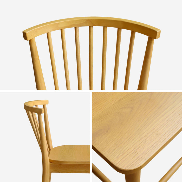 sweeek - Rubberhouten barstoel met spijlen (set van 2)