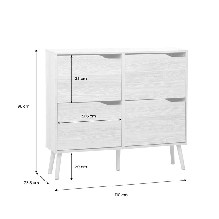 sweeek - Schoenenkast houteffect 4 lades voor 16 paar schoenen