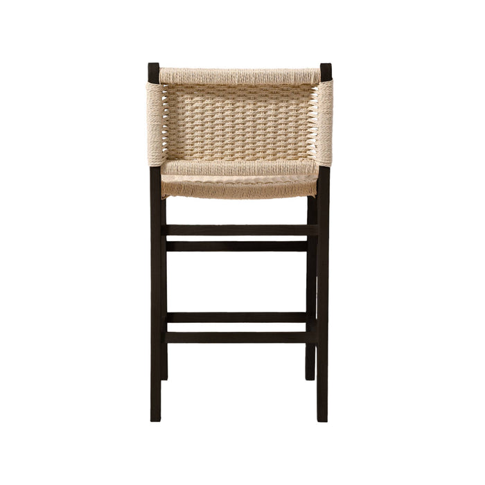 sweeek - Barstoelen van rubberhout en zitting met gevlochten touw (set