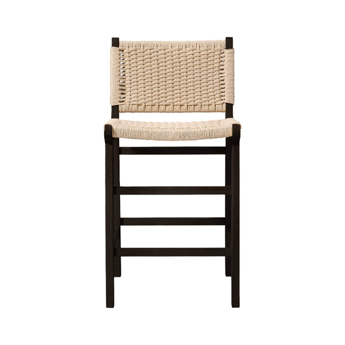 sweeek - Barstoelen van rubberhout en zitting met gevlochten touw (set