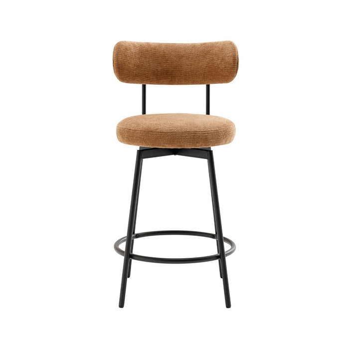 sweeek - Barstoel draaibare zitting metaal en stof (set van 2)