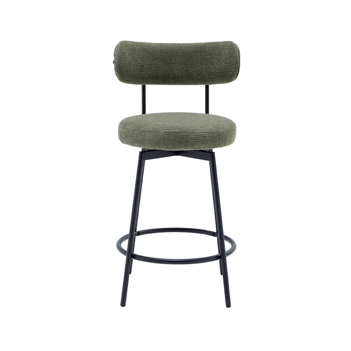 sweeek - Barstoel draaibare zitting metaal en stof (set van 2)