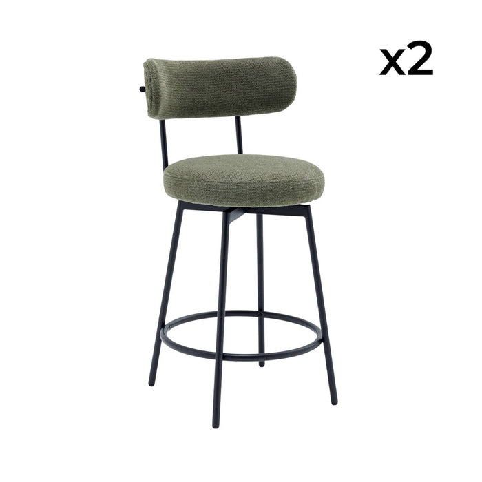 sweeek - Barstoel draaibare zitting metaal en stof (set van 2)