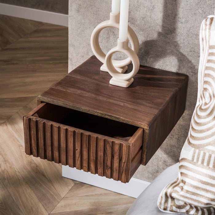 Giga Meubel - Nachtkastje Bruin Hout - 35x35x14cm - Carve