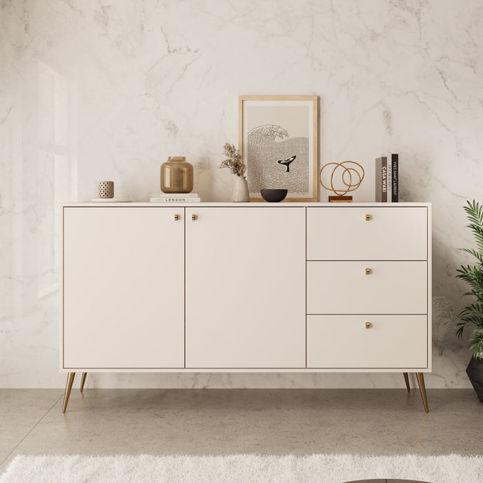 Meubella - Reunion - Dressoir - Beige - 156x41x89 cm