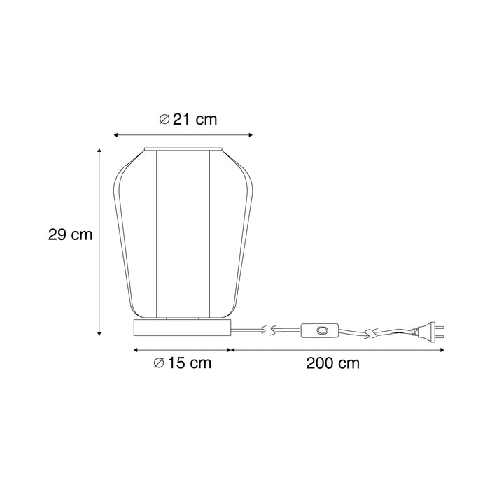 QAZQA Japandi tafellamp zwart met beige linnen kap 21.5cm - Nami