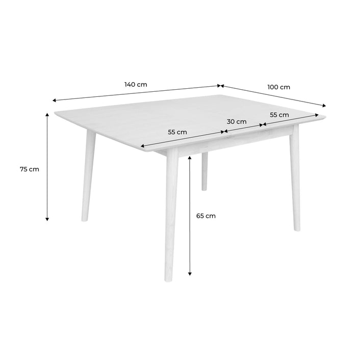 sweeek - Uitschuifbare rechthoekige eettafel rubberhout en eikenfineer