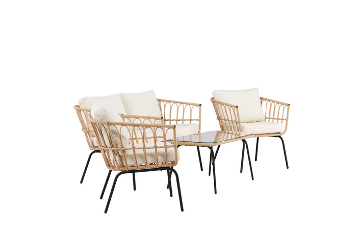 Fjôrd - Loungeset Naturel|Zwart Rotan - 72x142x72cm - Ortigia
