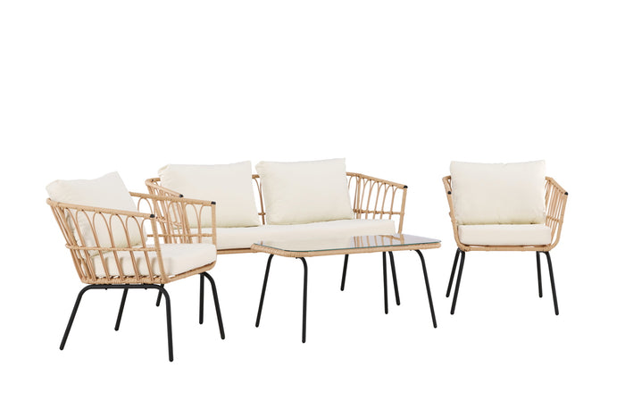 Fjôrd - Loungeset Naturel|Zwart Rotan - 72x142x72cm - Ortigia