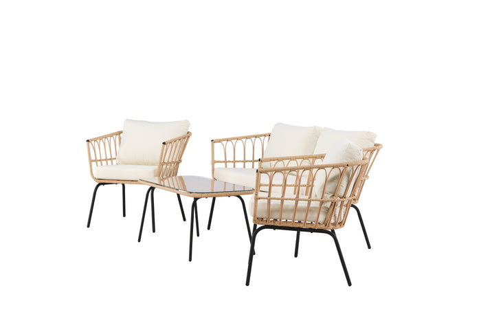 Fjôrd - Loungeset Naturel|Zwart Rotan - 72x142x72cm - Ortigia