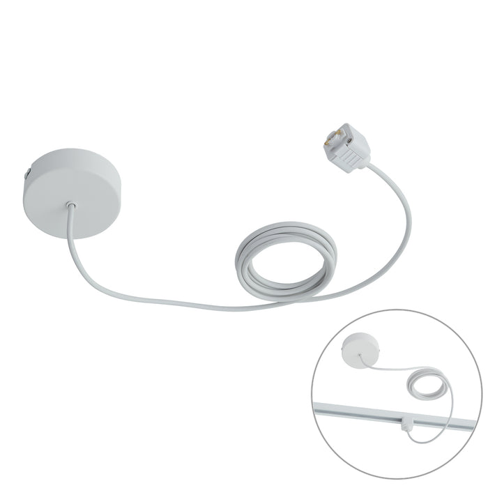 QAZQA Voeding voor 1-fase rail met ronde bevestigingsplaat wit -