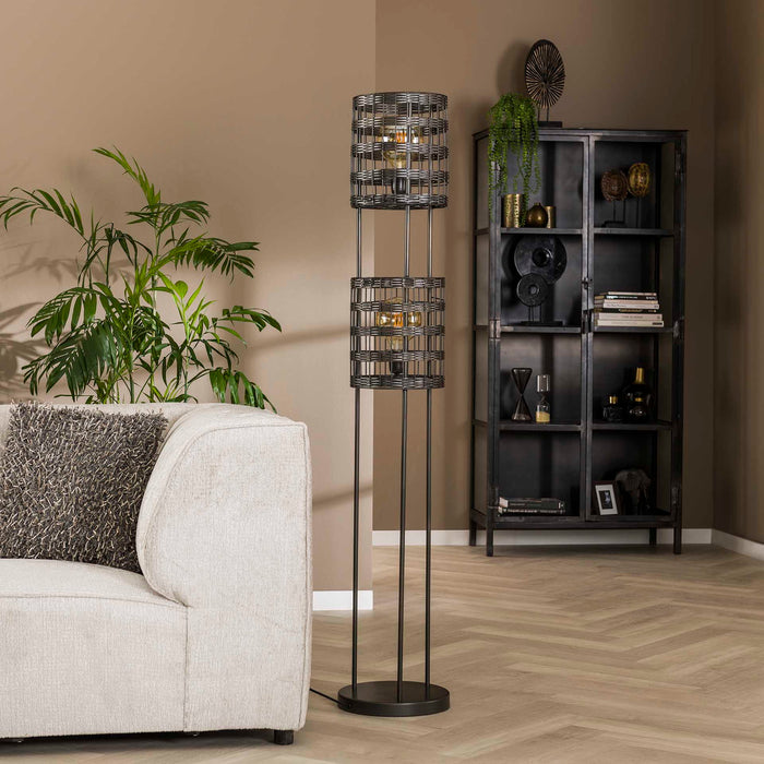 Giga Meubel - Vloerlamp Zwart - 2-Lichts - Metal Blinds