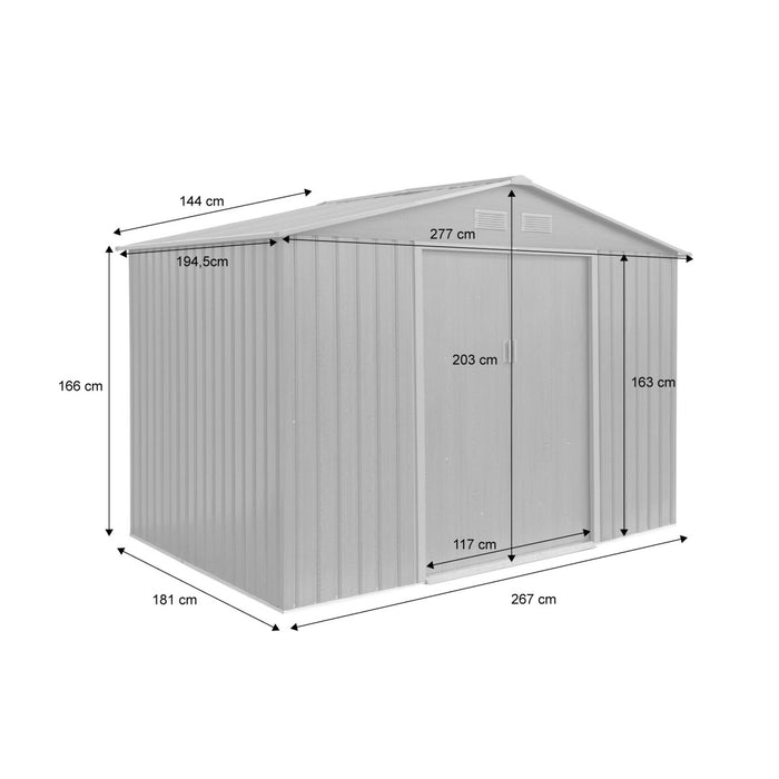 sweeek - Metaal tuinberging 5,29m² met verankeringsset