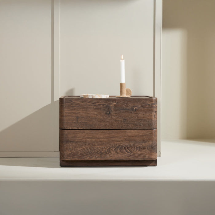 Fjôrd - Nachtkastje 2 Lades - Donkerbruin - 40x50x36cm - Noble