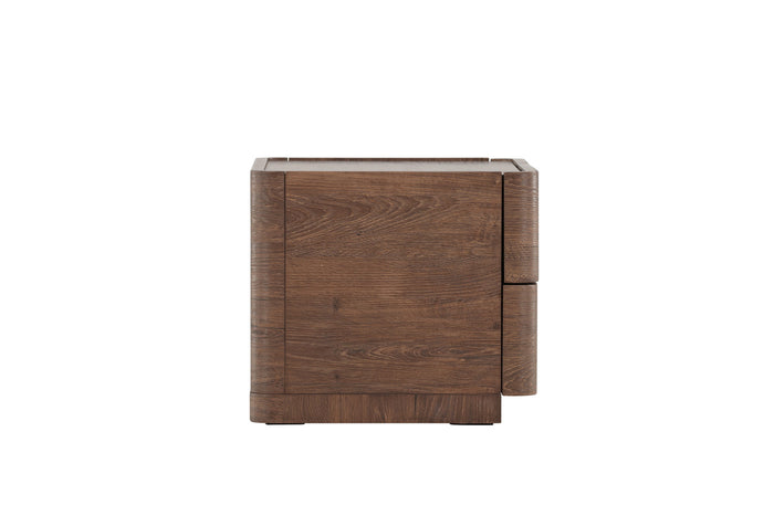 Fjôrd - Nachtkastje 2 Lades - Donkerbruin - 40x50x36cm - Noble