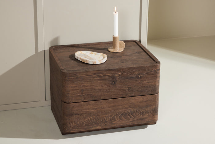 Fjôrd - Nachtkastje 2 Lades - Donkerbruin - 40x50x36cm - Noble